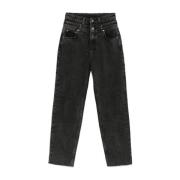 Ksubi Svart Tvättad Denim Tapered Leg Jeans Black, Dam