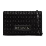 Love Moschino Stilig Eyelets Gun Metal Axelväska Black, Dam