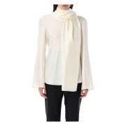 Róhe Silk Foulard Topp Kräm Aw24 Beige, Dam