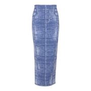 Balmain Midi kjol i jacquardstickning med denim effekt Blue, Dam