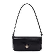 Tory Burch Axelväska i borstat läder Black, Dam