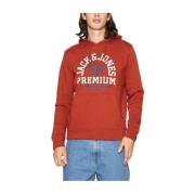 Jack & Jones Röd Logotyp Huva Sweatshirt Booster Red, Herr