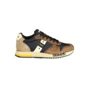 Blauer Brun Polyester Sneaker med Kontrastdetaljer Multicolor, Herr