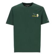 Saint Barth Grön Bomull T-shirt Med Crew Hals Korta ärmar Green, Herr