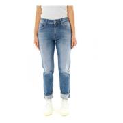 Replay Slim Boyfriend Mid Waist Jeans Blue, Dam