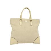 Prada Vintage Pre-owned Canvas handvskor Beige, Dam