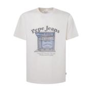 Pepe Jeans Avslappnad Rund Hals Bomull T-shirt White, Herr