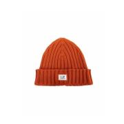 C.p. Company Merino Wool Logo Beanie Orange, Herr