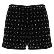 Twinset Svarta Juvelbroderade Sammetsshorts Black, Dam