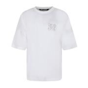 Palm Angels Vit Monogram T-shirt, Broderad Logotyp White, Herr