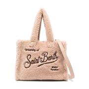 MC2 Saint Barth Faux-Fur Handväska med Metalltråd Beige, Dam