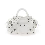 Balenciaga Studded Läderhandväska med Spegel White, Dam