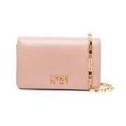 N21 Nude läderclutch med guldlogotyp Beige, Dam