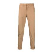 Fay Brun Bomull Gabardine Slim Byxor Brown, Herr