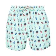 MC2 Saint Barth Tryckta badshorts med elastisk midja Green, Herr