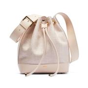 N21 Stilren Bucket Bag med Gyllene Logotyp Beige, Dam