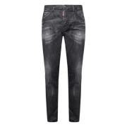 Dsquared2 Grå Sliten Effekt Crop Cut Jeans Gray, Herr