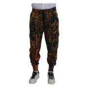 Dolce & Gabbana Lyxig Multifärgad Silkeblandning Jogger Cargo Multicol...