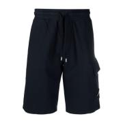 C.p. Company Blå elastiska shorts med ikonisk linsdetalj Blue, Herr