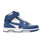 Off White Mid Top Sneakers med Velcro Stängning Blue, Dam