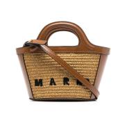 Marni Brun Tropicalia Mini Logo Toteväska Brown, Dam