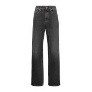 Brunello Cucinelli Tidlösa högmidjade straight jeans Black, Dam