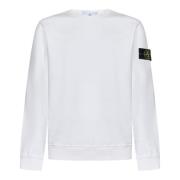 Stone Island Vit Crewneck Sweater Aw24 White, Herr