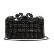 Self Portrait Rhinestone Clutch med Axelrem Black, Dam