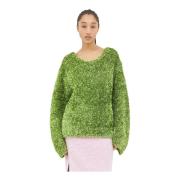 Dries Van Noten Metallic Crewneck Sweater Green, Dam