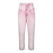 Isabel Marant Rosa Denim Flared Jeans Patchwork Pink, Dam