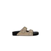 Isabel Marant Nitar Beige Mocka Platta Sandaler Beige, Dam