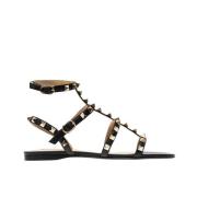 Valentino Garavani Flat Sandals Black, Dam