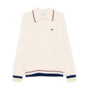 Lacoste Borstad ullpolo med randiga detaljer Beige, Herr