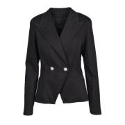 Pinko Svart Blazer med Reverskrage Black, Dam