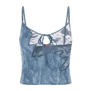 Diesel Tryckt Savage X Fenty Cami Tank Top Blue, Dam