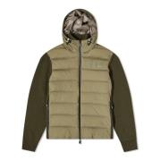 Moncler Grön Stickad Hybridtröja med Huva och Dragkedja Green, Herr