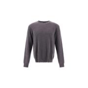 Herno Metalllogga Crewneck Långärmad Jersey Gray, Herr