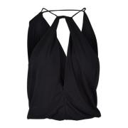 Dondup Polyester Top Black, Dam