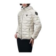 Blauer Vit Huva Wave Puffer Kappa White, Dam