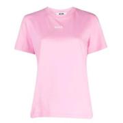 Msgm Rosa Micro Logo Crew Neck T-Shirt Pink, Dam