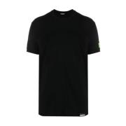 Dsquared2 Svart Logo-Patch Bomull T-Shirt Black, Herr