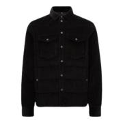 Moncler Svart Corduroy Vadderad Skjortjacka Black, Herr