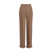 Ralph Lauren Houndstooth Tapered Trousers Brown, Dam