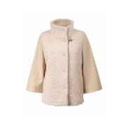 Fay Blandat Material Krokstil Huva Beige, Dam