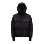 Moncler Svart dunjacka med huva Black, Herr