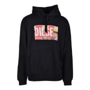 Diesel Stilig Bomulls Sweatshirt för Män Black, Herr