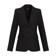 Marella Svart Twill Stretch Blazer Jacka Black, Dam