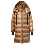 Moncler Lång Beige Dunjacka Beige, Dam