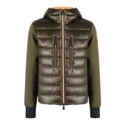 Moncler Grön quiltad tröja med huva Green, Herr