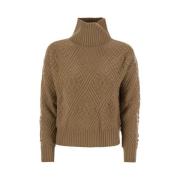 Max Mara Kashmirblandning Argyle Stitch Sweater Brown, Dam